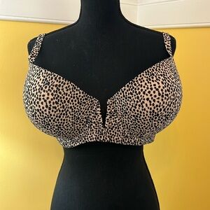Shade & Shore Bikini Top, Cheeta Print, Size 38DDD